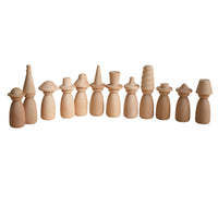 Wooden Peg Doll Decorative Wooden Figurine Polished Edges for Children