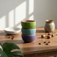 6 Pieces Wooden Colorful Bowl Set Nested Nesting Bowl Set Stackable Tableware