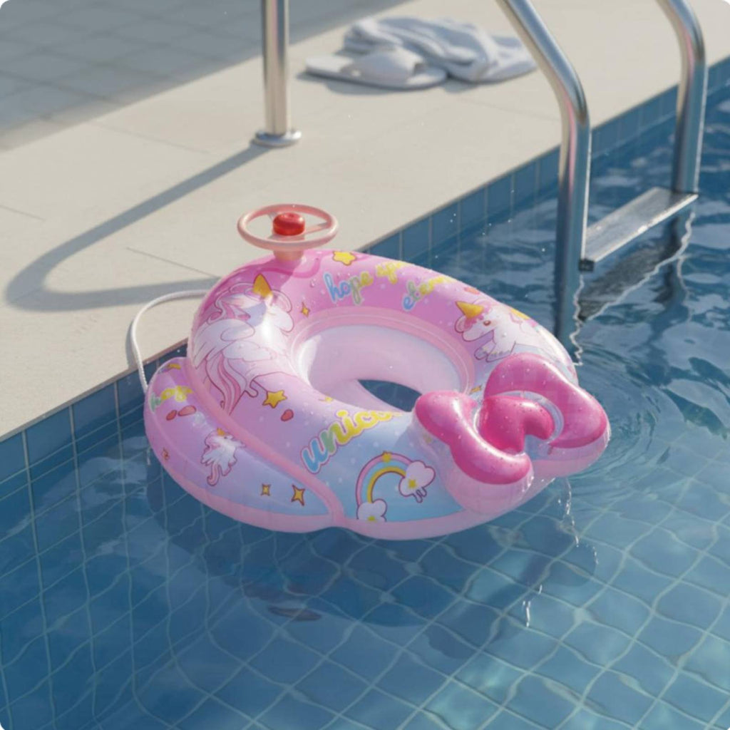 Inflatable Boat with Steering Wheel Squeaky Squeaker Baby Swim Seat Boat