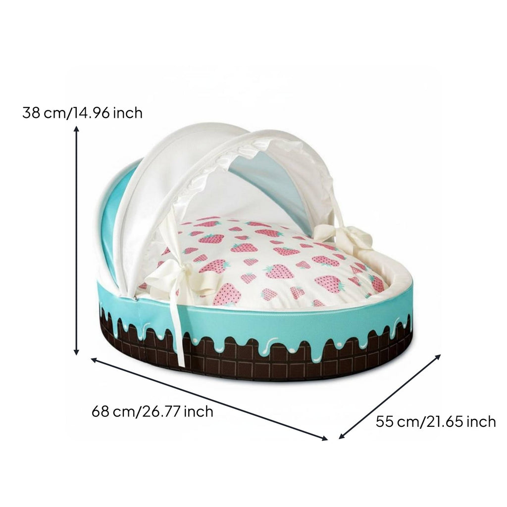 Ice Cream Pet Bed Reversible Cushion Round Feline Dog Bed for Young Dogs