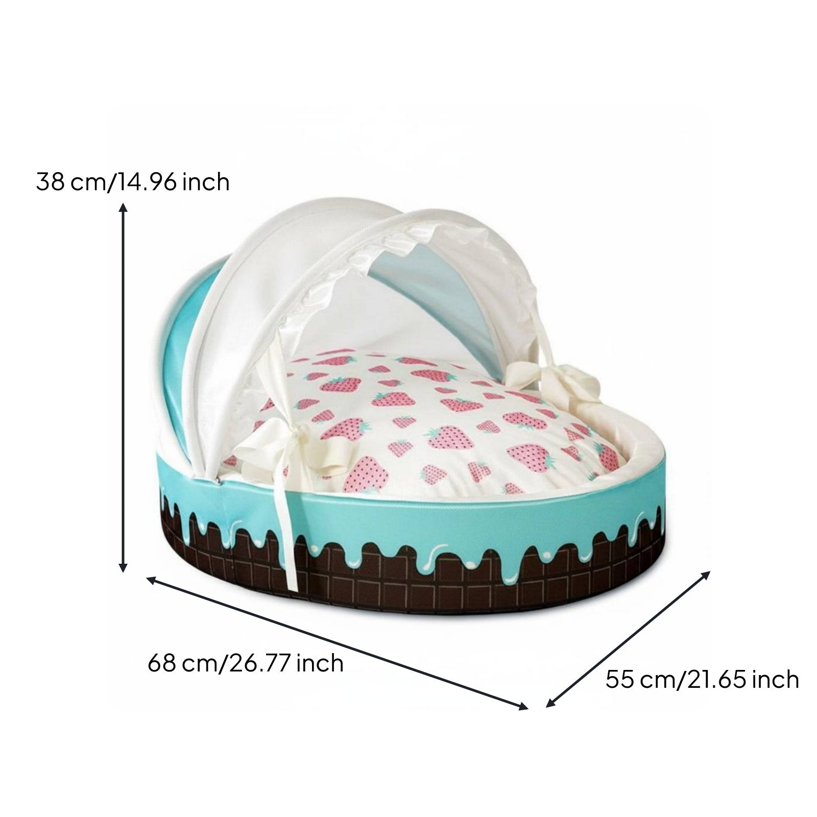 Ice Cream Pet Bed Reversible Cushion Round Feline Dog Bed for Young Dogs