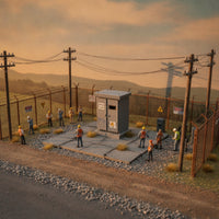Miniature Transformer Box Ribbed Substation Model Grey for Dioramas, Hobbyists