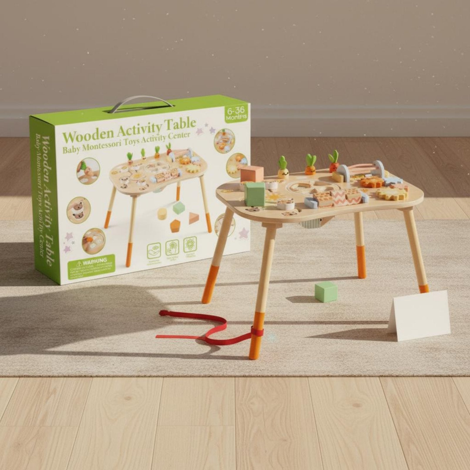 Exploratory Busy Table Smooth Edges Multifunctional Wooden Activity Sturdy Table Design Infant Toy for Young Children, Infants, Playroom