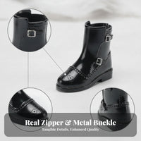 Doll Boots Low Block Heel Glossy Doll Ankle Boots Collectible Accessory