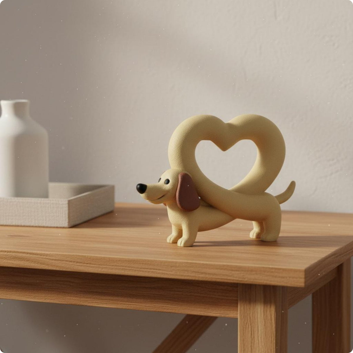 Affectionate Canine Statue Creative Gift Dachshund Figurine Novelty Design Dachshund Desk Ornament for Entryway, Bedroom