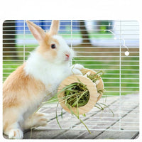 Rotating Hay Dispenser Solid Wood Material Rabbit Enrichment Toy Chew-Resistant