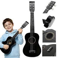 25 Inch Guitar Solid Wood Toy Guitar Easy to Play for Learning, Beginners