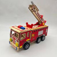 Wooden Fire Truck Sturdy Construction Wooden Fire Engine Interactive Features