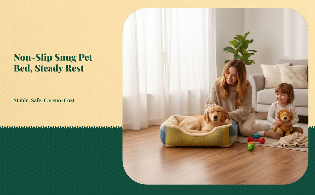 Lambswool semi-enclosed dog sofa with warm, removable cover.