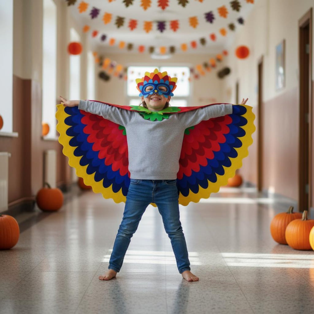 Parrot Cape Capelet Easy to Put on Parrot Costume Lightweight for Halloween