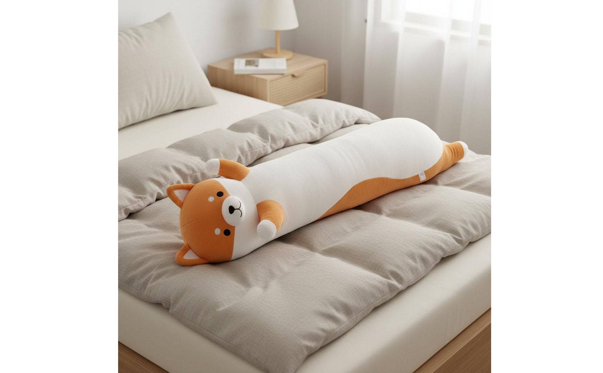 Japanese Dog Breed Cushy Soft and Soft Long Canine Body Pillow Textile Animal Stuffed Toy for Bedroom