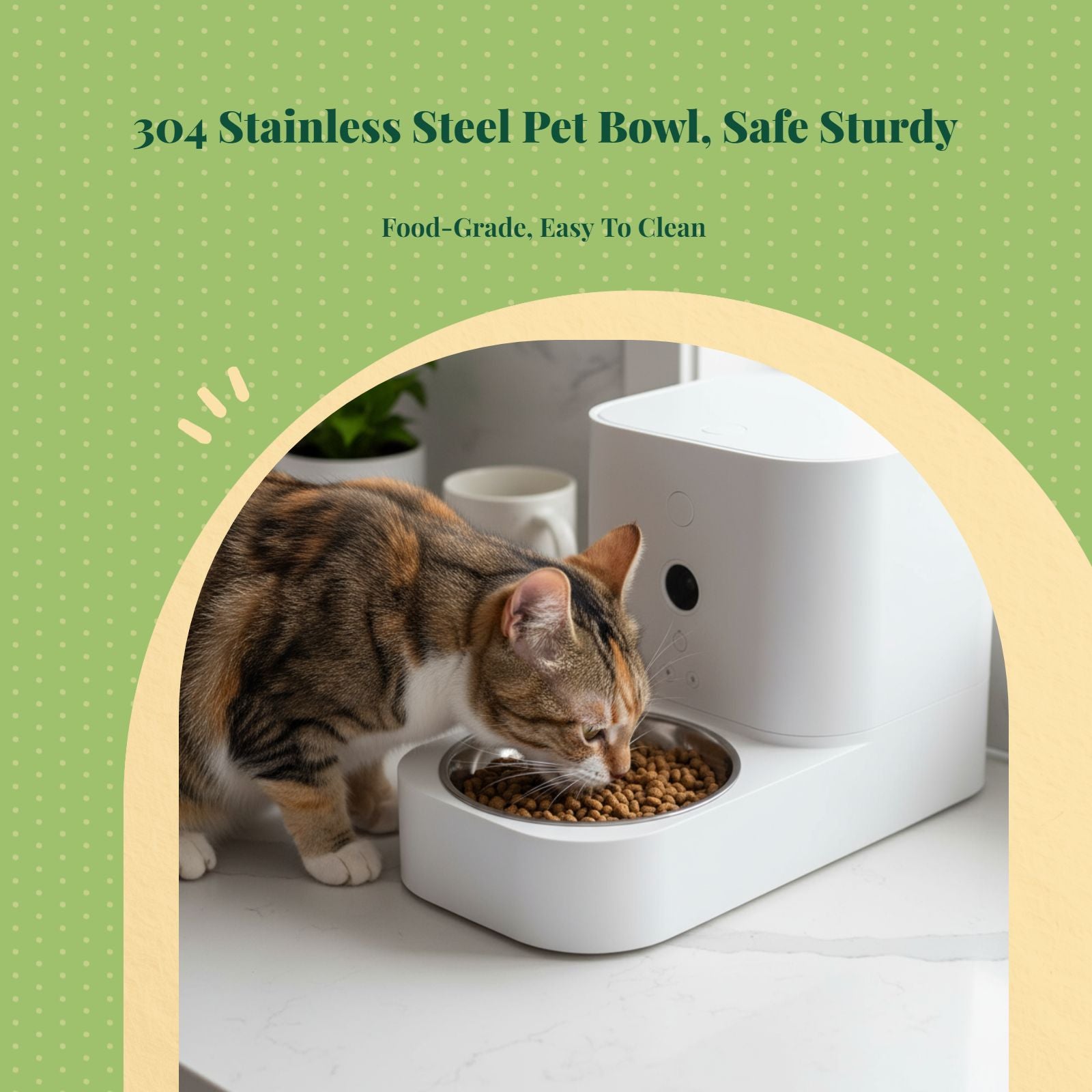 Automatic Pet Feeder Bowl, Stainless Steel, Portion Control, Programmable Cat Dog Food Dispenser