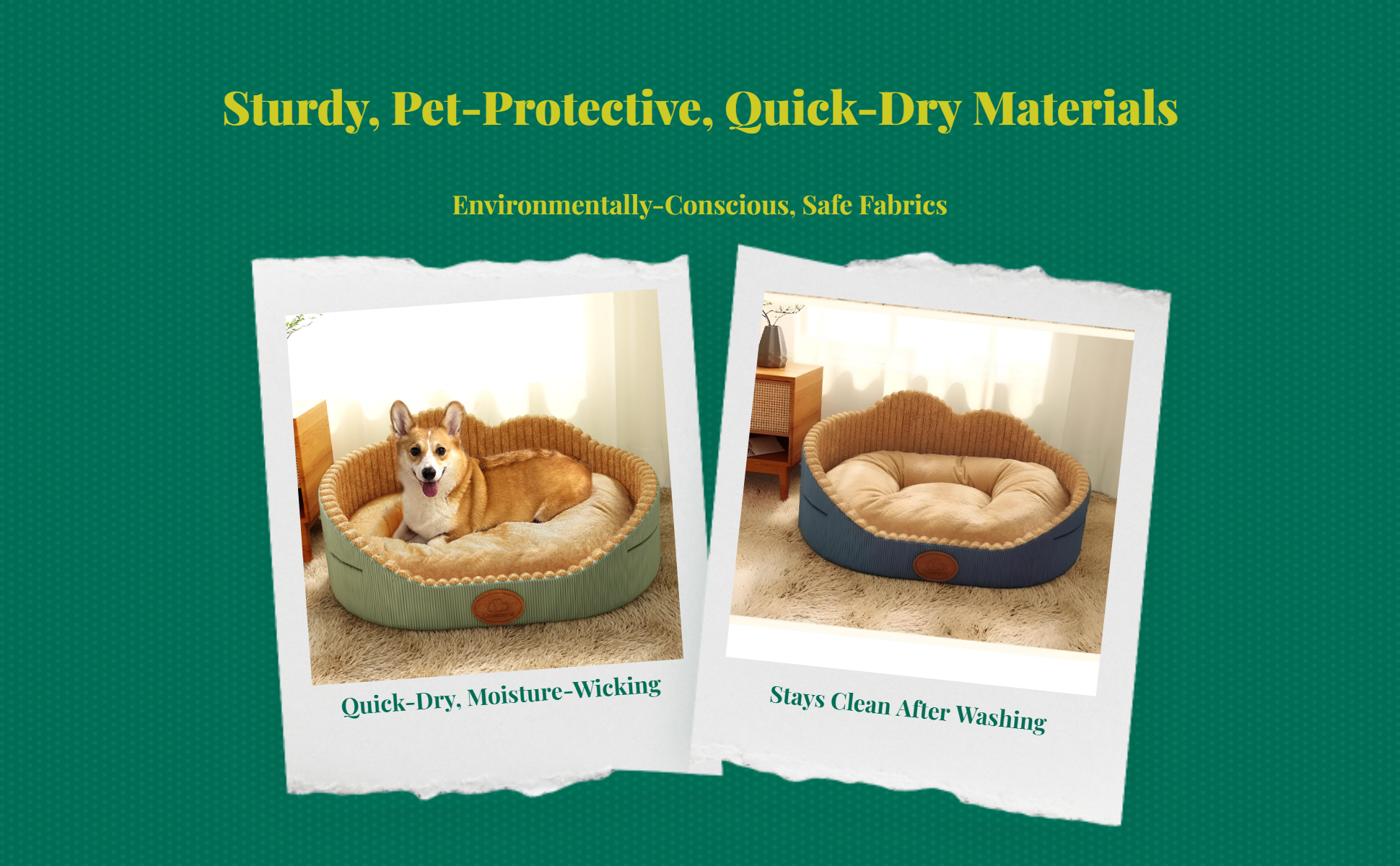 Dog Bed, Removable Cover, Quick-Dry Comfort Mat, Rectangle