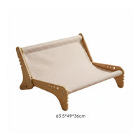 Pet Lounge Bed Slanted Backrest Wooden Feline Sofa Round Cutouts for Indoor