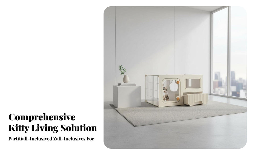 Integrated Feline Enclosure Panoramic View Pet Playpen Secure Locks for Indoors
