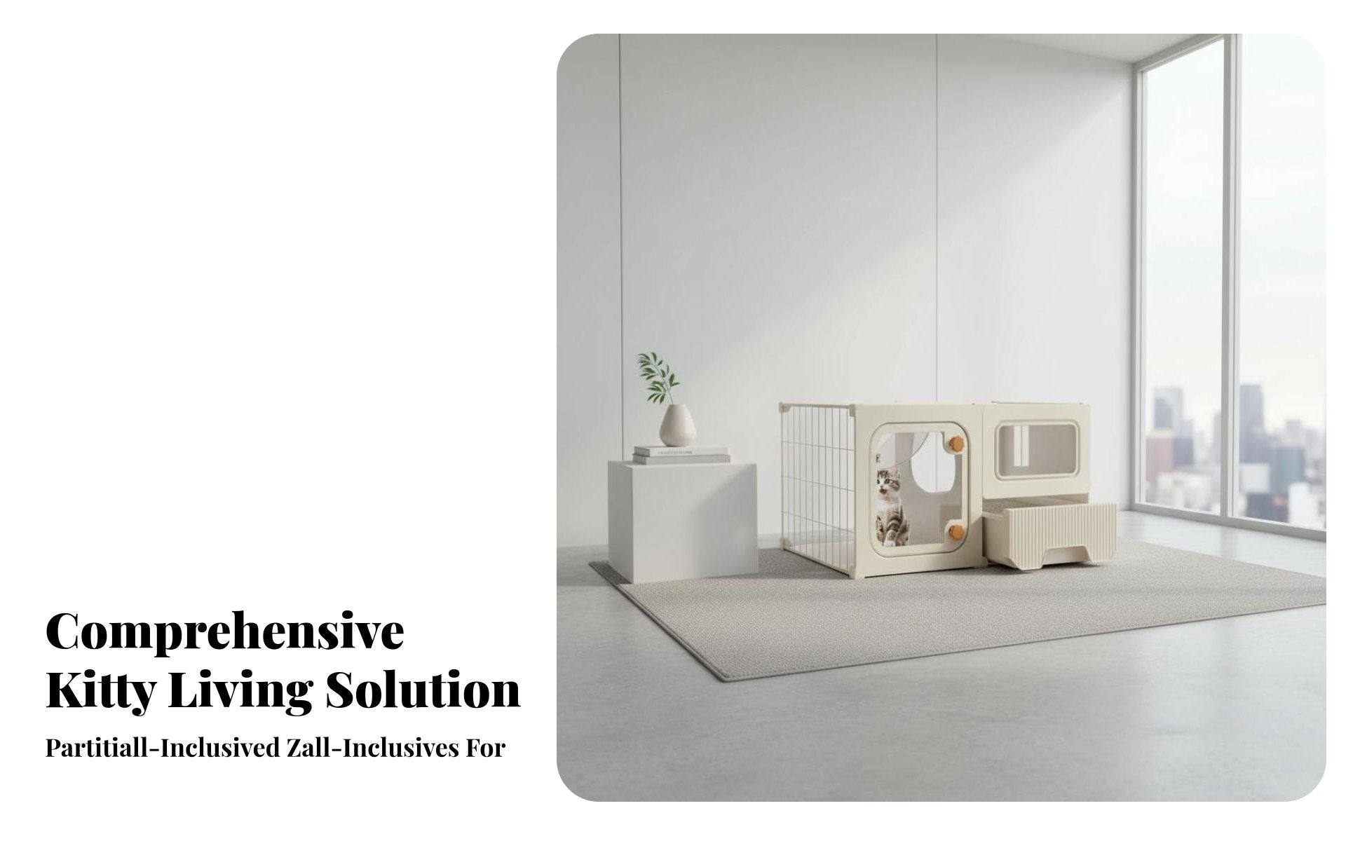 Integrated Feline Enclosure Panoramic View Pet Playpen Secure Locks for Indoors
