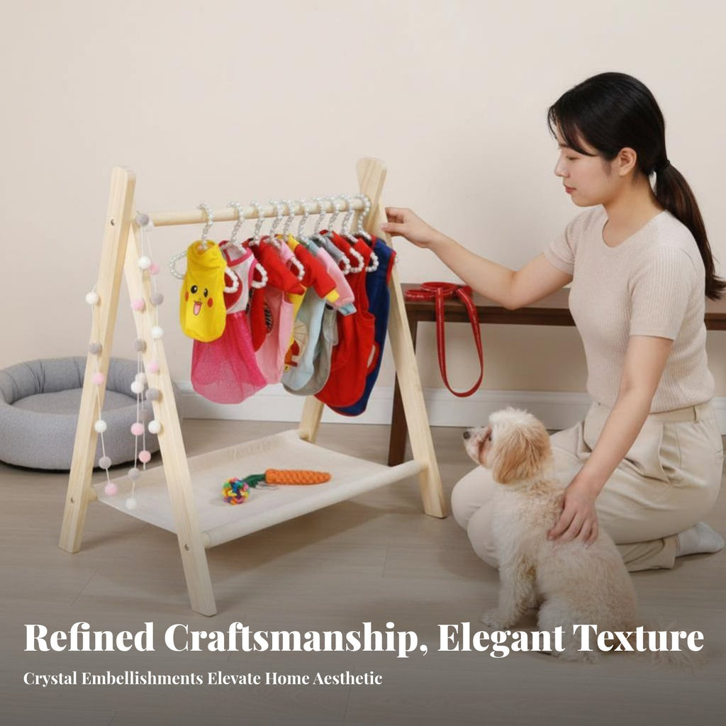 Miniature crystal Hanger Elegant design Pet Clothing Organizer ribbonknot Accent