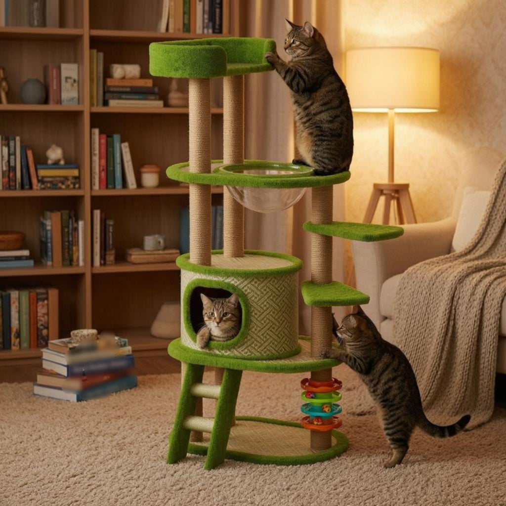 Multi-Level Feline Tree Top Lookout Feline Climbing Structure Soft