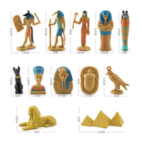 12 Pieces Pharaoh Figure Sphinx Models PVC Material Ancient Nile Valley Figure Set Educational Playset Nile Valley Gods Toy Collection