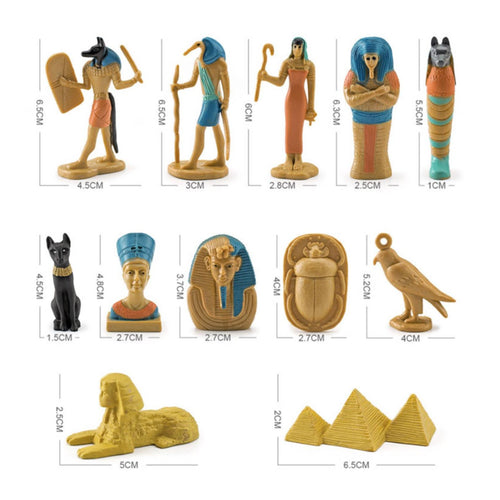 12 Pieces Pharaoh Figure Sphinx Models PVC Material Ancient Nile Valley Figure Set Educational Playset Nile Valley Gods Toy Collection