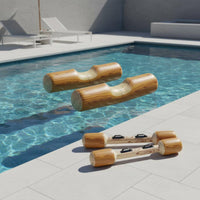 Inflatable Tap Set Wood-Grain Print Cylindrical Buoyant Pieces Yellow and Cream