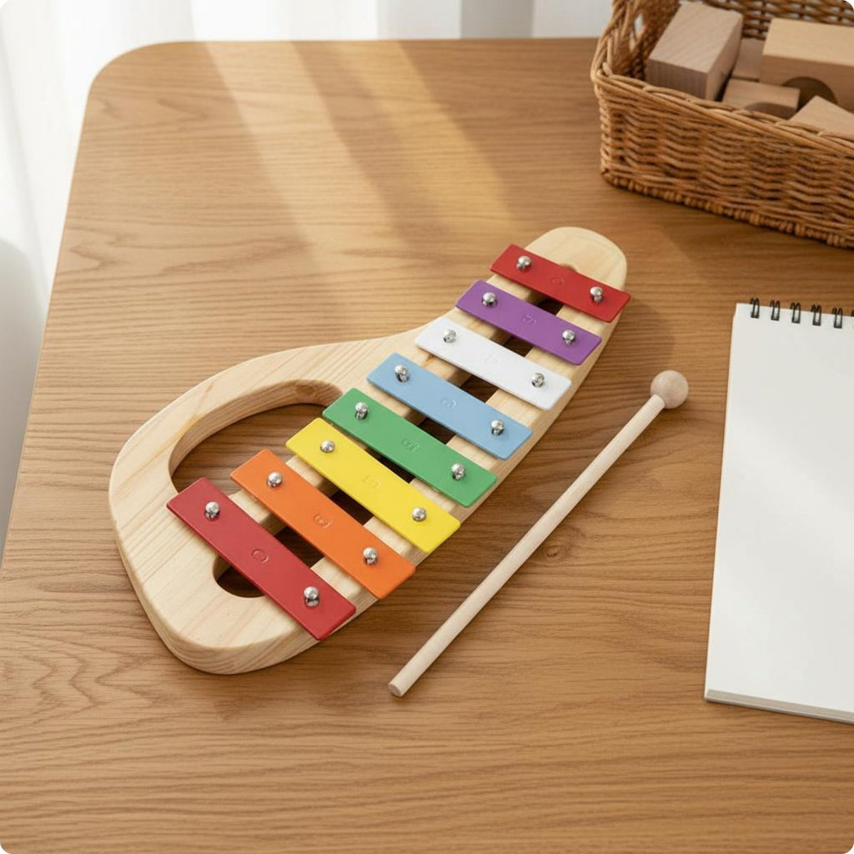 8-Note Xylophone Easy to Hold Colorful Wooden Xylophone Portable Kids Glockenspiel for Kindergarten