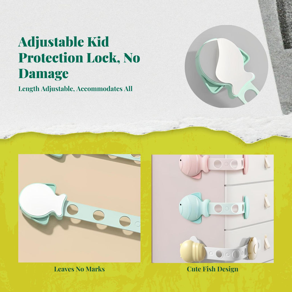 Infant security latch, Infant protected Drawer Lock, Cabinet Lock, Adjustable, No Tools Required, Multi-Purpose, Easy to Install