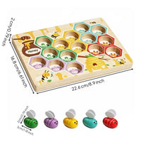 Wooden Bee Gripper Toy Hand-Eye Coordination Wooden Bee Matching Game Early Learning Child-Centered Counting Toy for Preschoolers, Toddlers, Classroom