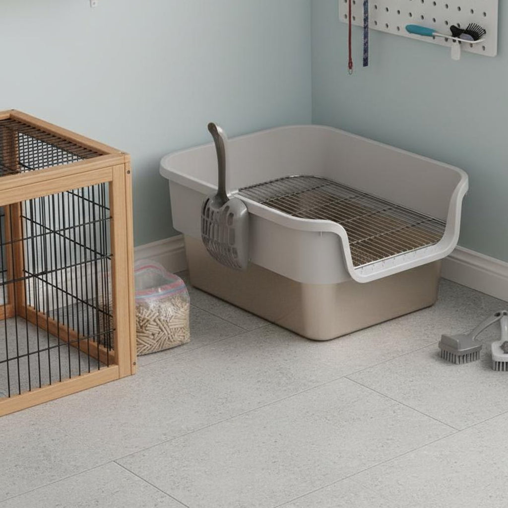Stainless Steel Rabbit Litter Box Odor Control Rabbit Toilet Low Entry