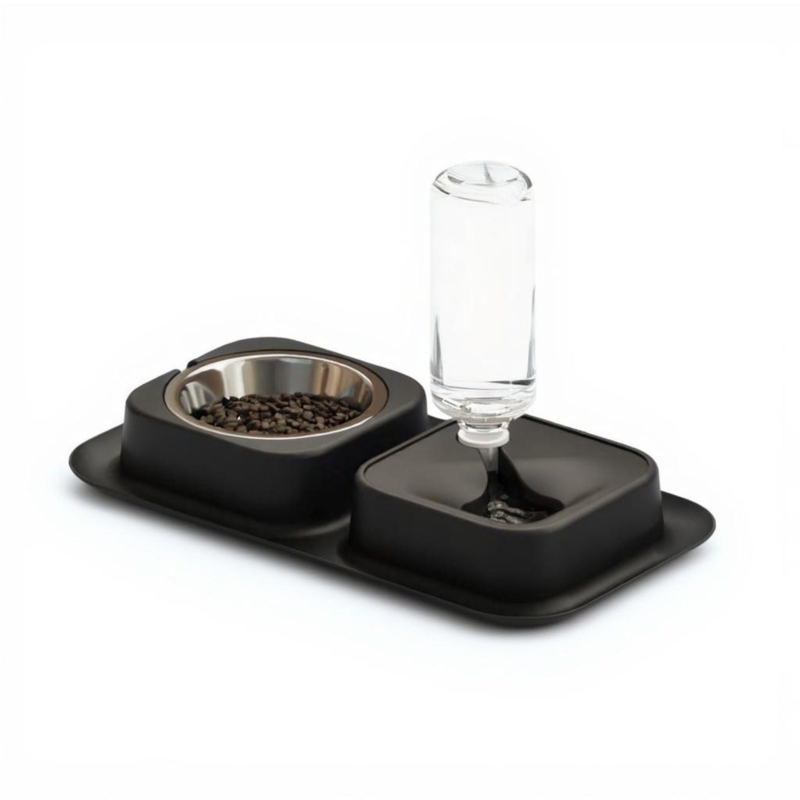 Spill-resistant dual pet feeder