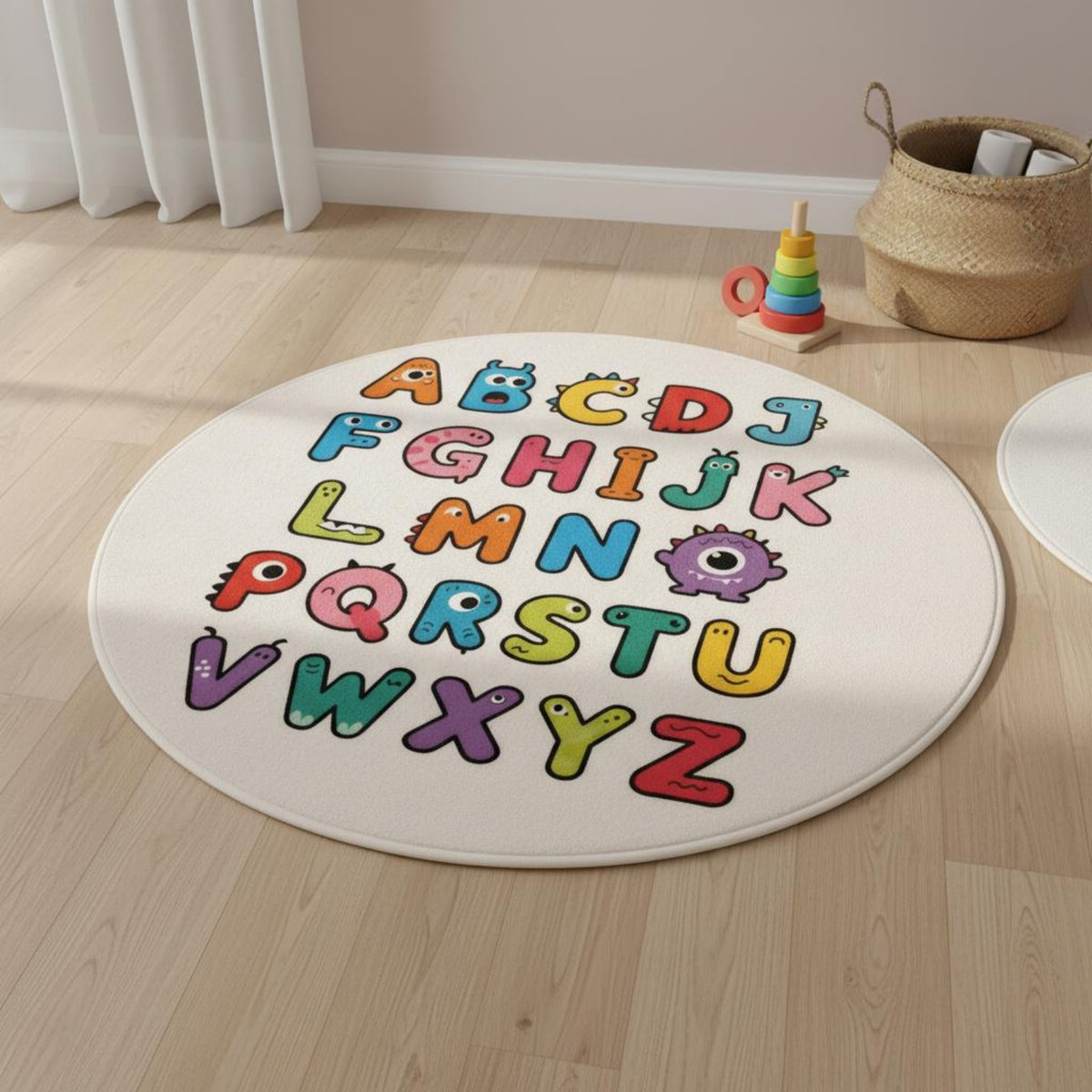 Abc Learning Rug Soft Room Furnishing Stitched Border for Bedroom