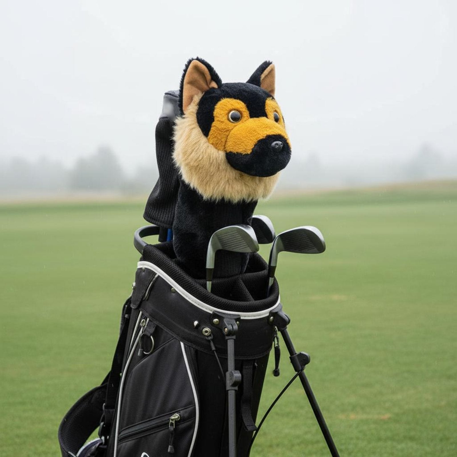 Pet Golf Headcover Shielded Furry Driver Cover Stretchable Material Dog Shaped Club Cover for Driving Range
