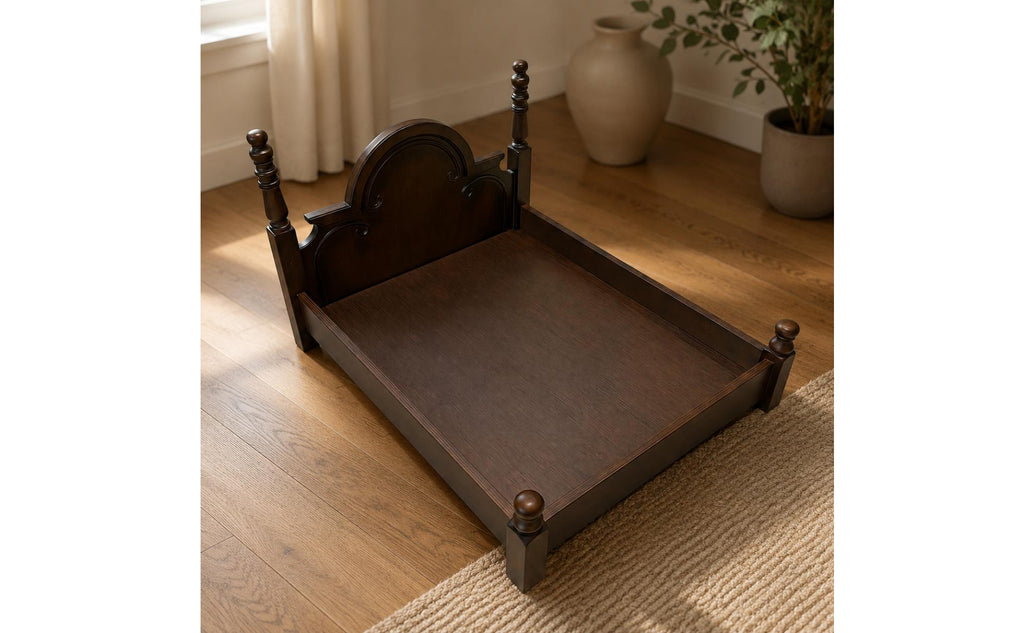 Solid Wooden Cat Luxury Bed Look Solid Wood Dog Bed Double-Sided Cushion Animal Furniture for Dogs