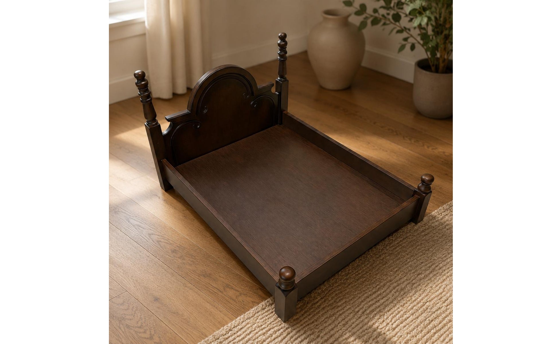 Solid Wooden Cat Luxury Bed Look Solid Wood Dog Bed Double-Sided Cushion Animal Furniture for Dogs