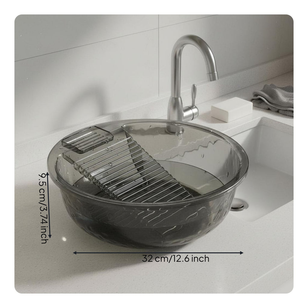 Laundry Basin with Scrub Board Built-in Washboard for Dorm Room, Students