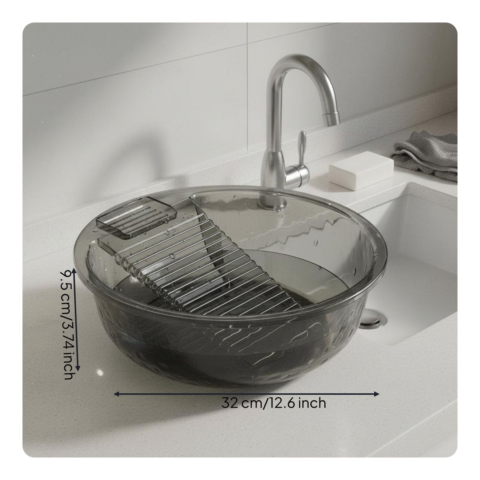 Laundry Basin with Scrub Board Built-in Washboard for Dorm Room, Students