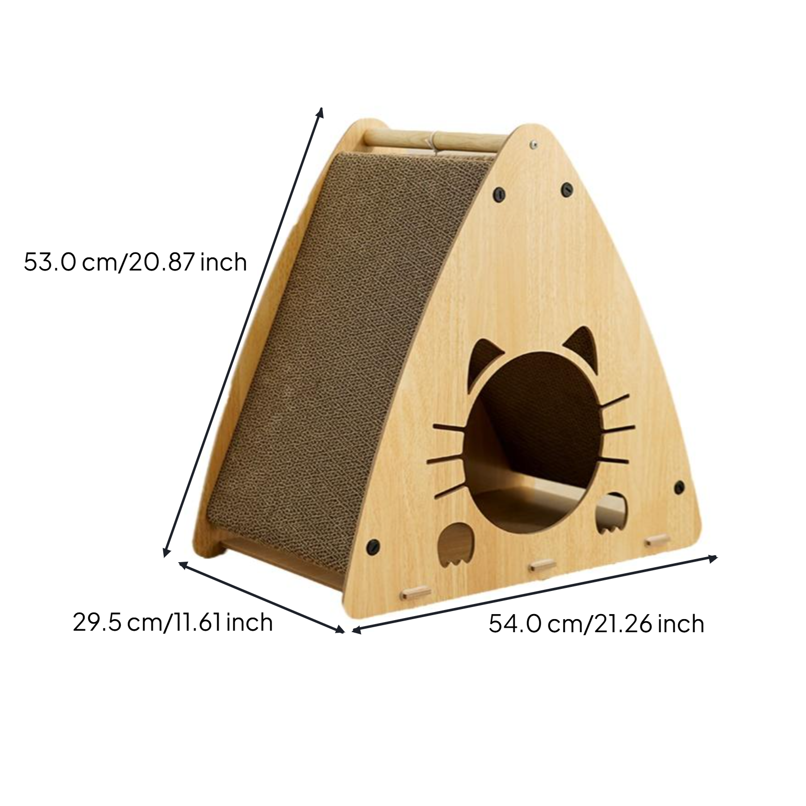 Triangular cat scratcher-bed combo