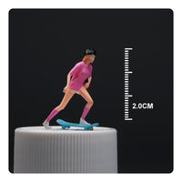 1/64 Scale Skateboarder Figure Photography Prop Handpainted Resin Figure