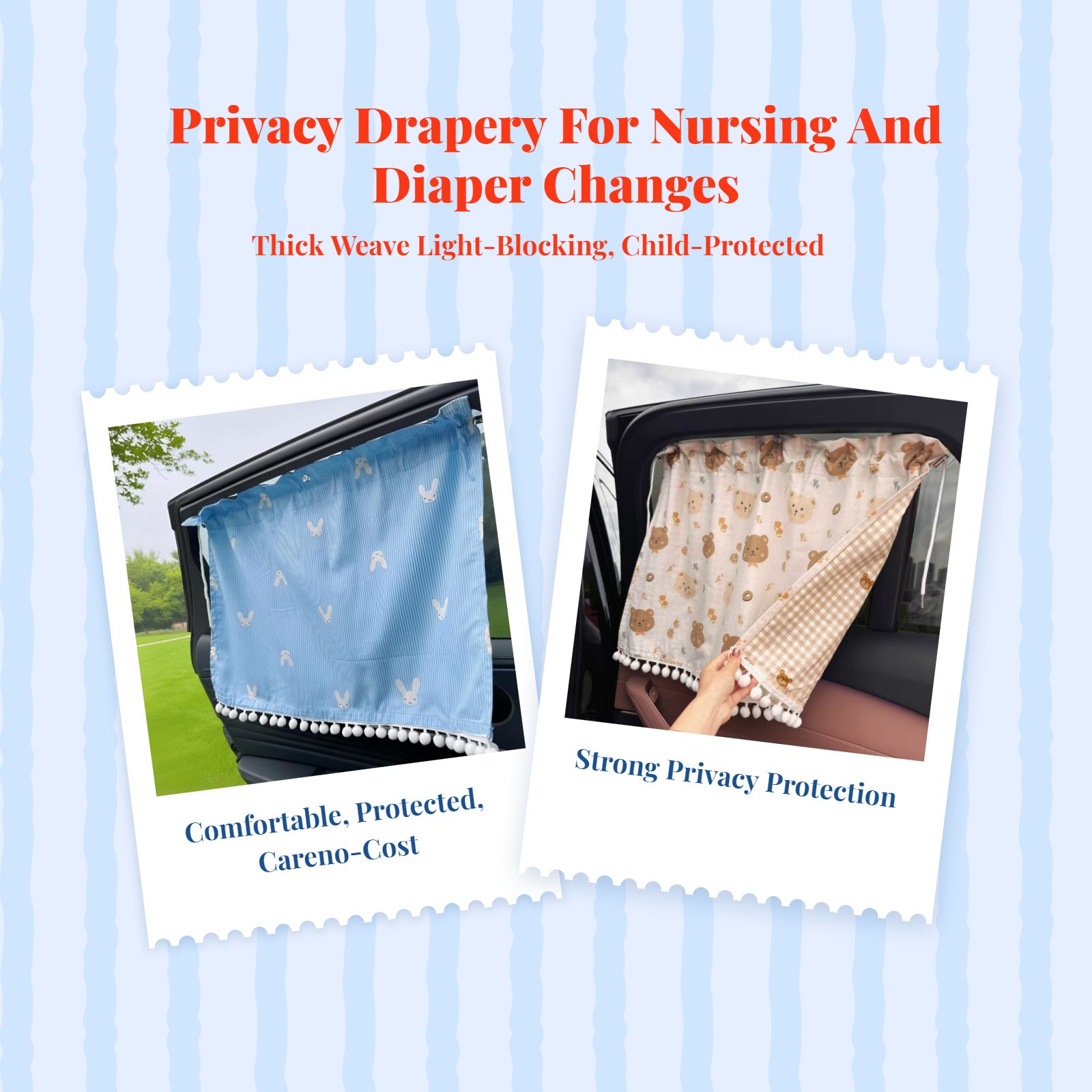 Car window sun shield cover, sunlight protection privacy screen, infant side window sun protection, easy installation