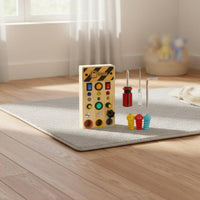 Wooden Busy Board Fine Movement Skills Development Child Switch Board for Travel
