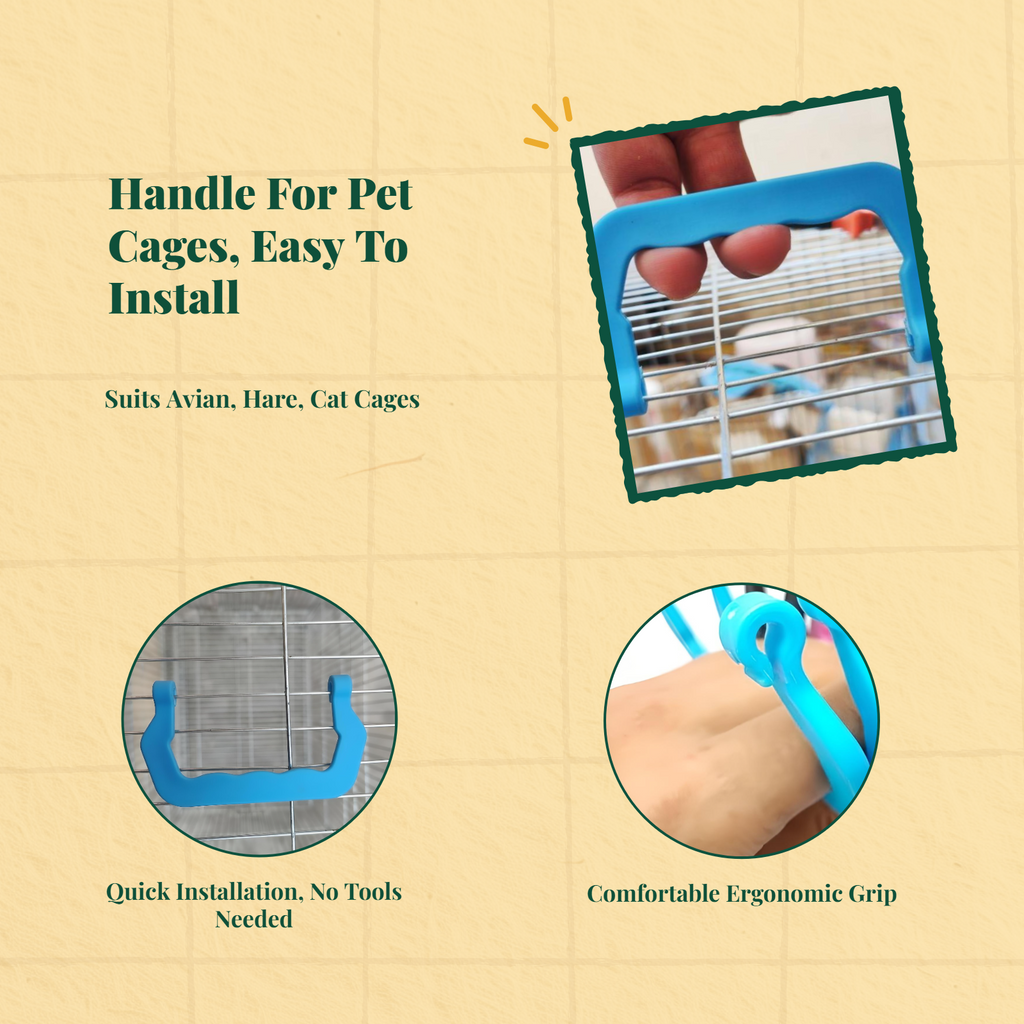 Pet enclosure Handle, Plastic Replacement Carry Handle, Easy to Install for avian, hare, cat, and dog enclosures. Portable and removable accessory.