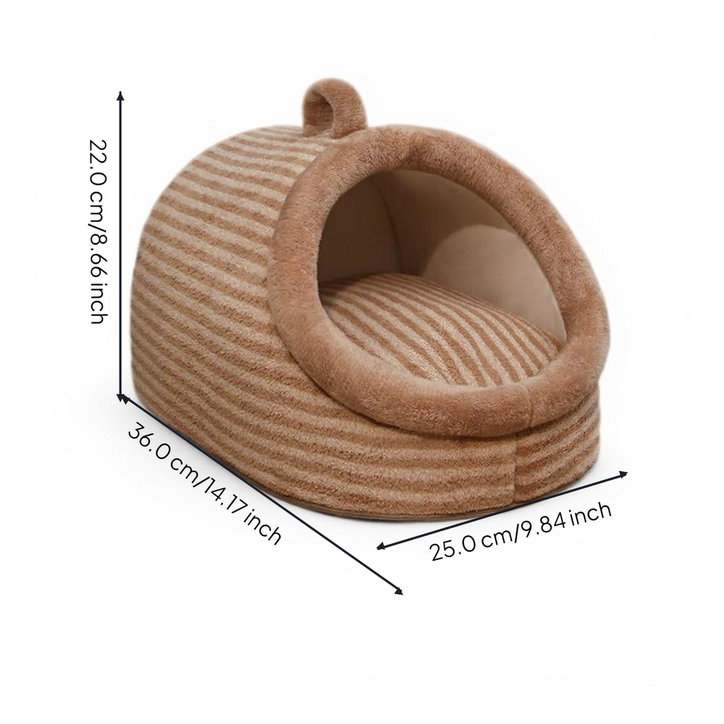 Semi-Enclosed Plush Pet Bed, Calming Indoor Sanctuary