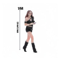 1/64 Female Figurine Diorama 3D Printed Girl Polished Finish texture 1:64 Lady Figure for Collectors