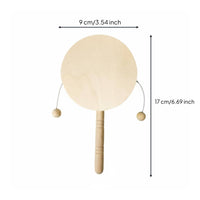 DIY Rattle Drum Educational Blank Wooden Rattle Toy DIY Wooden Drum Sanded Surface Comfortable Grip for Kindergarten