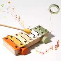 7 Pieces Percussion Instrument Set Natural Wood Wooden Music Toy Set Safe