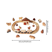 Railroad Playset Rounded Edges Wood Train Track Set Wooden Train Set Scenery Pieces for Children