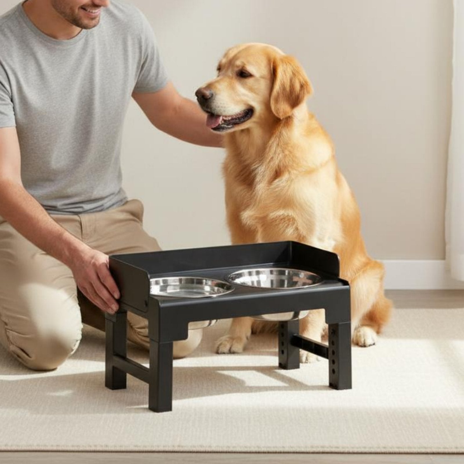 Foldable Dog Bowl Stand Space-Saving Elevated Feline Bowls Stable for Dogs, Cats