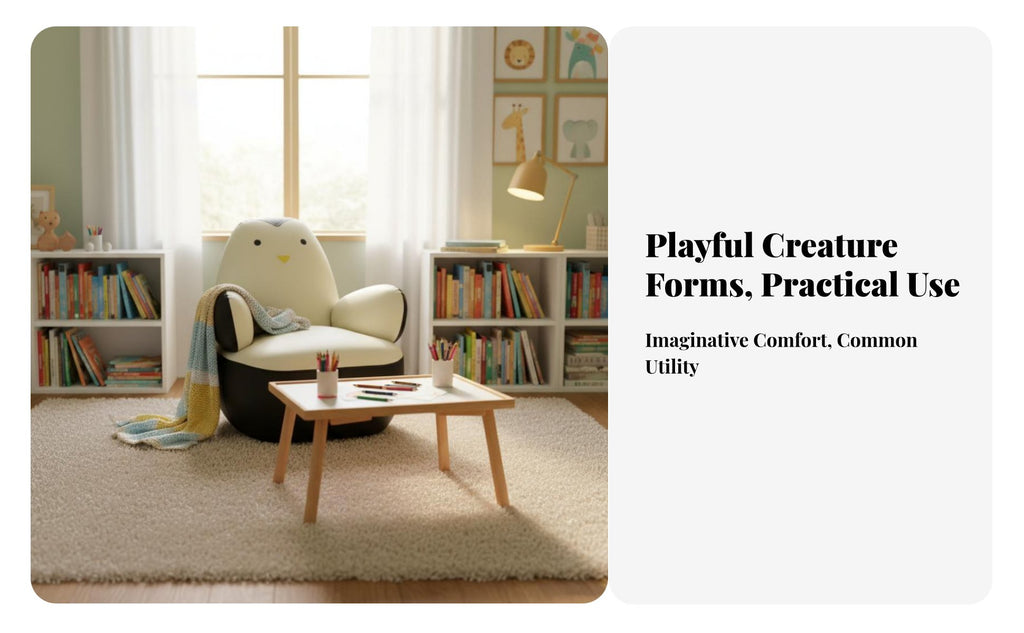 Creature Shape Penguin-Shaped Sofa High-Density Foam children's Furniture Rounded Edges Child s' Seating Thick Cushion for Toddlers, Parents, Reading Corner, Playroom, Kindergarten, Living Room