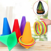 Hoop Toss Set Multicolored Obstacle Toss Toy Mesh Storage Bag