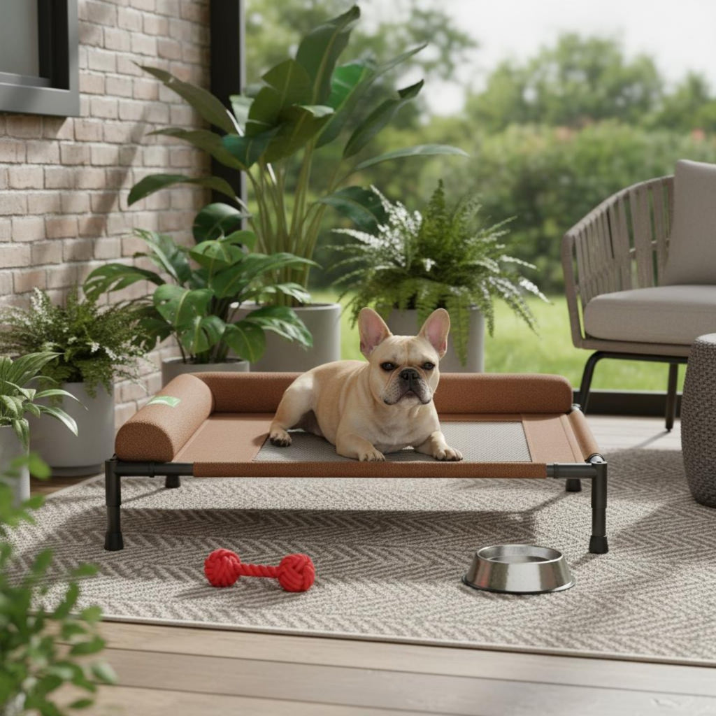 Raised Pet Bed Raised Pet Cot Sturdy Frame Dog Cot with Bolster for Small Dogs